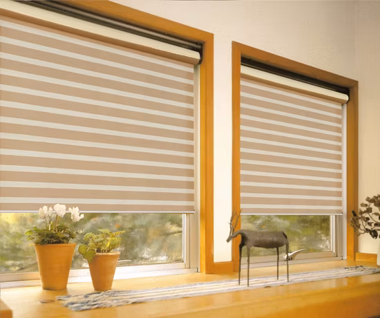 Neue Lichtsteuerung in Bambus-Optik, individuelle Größe für den Innenbereich, Tag und Nacht, Zebra-Rollo für die Bürodekoration