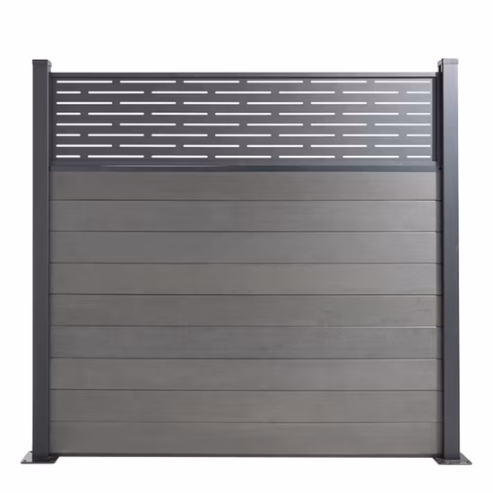6FT 8FT Außenspalier WPC-Sichtschutzzaun-Set gegen Regen Wind Aluminiumsäulen Dekorativer Gartenzaun aus Bambus-Kunststoff-Verbundwerkstoff